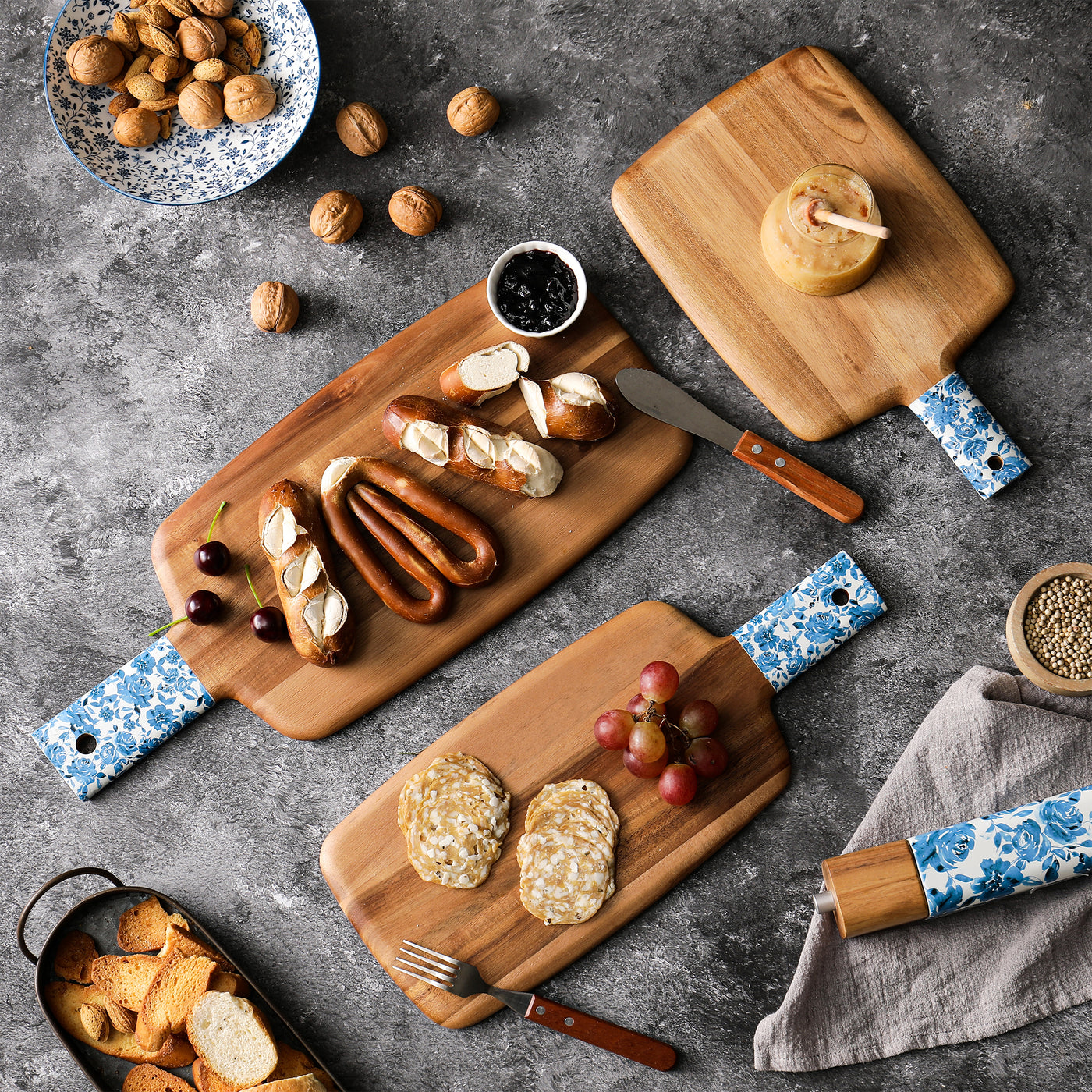 Blossoms Serving Board with  Handle