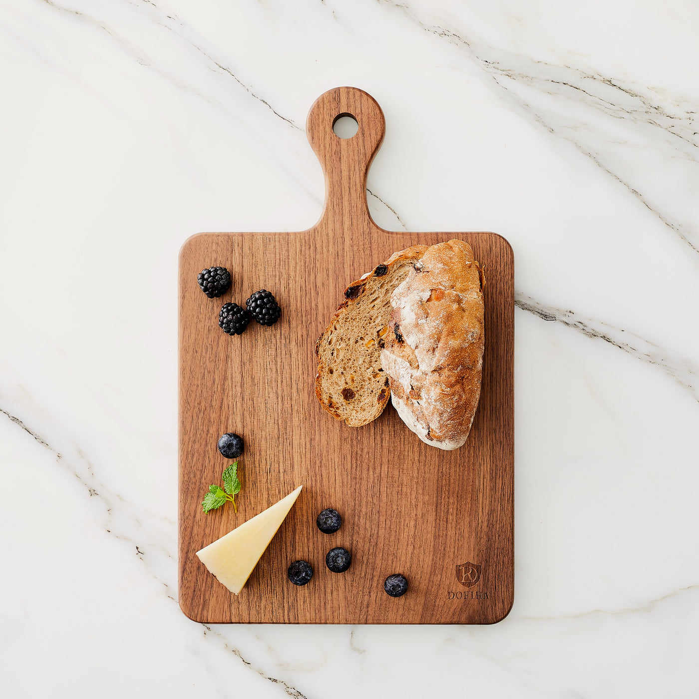 Large Black Walnut Wood Serving Board with Handle