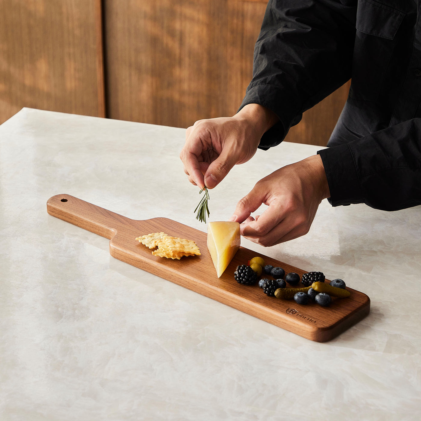 Black Walnut Wooden Serving Board with Handle