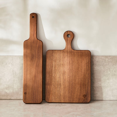 Large Black Walnut Wood Serving Board with Handle