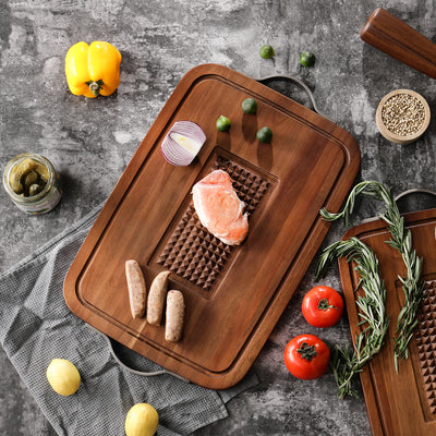 Metal Handle Cutting Board with 2 Handles