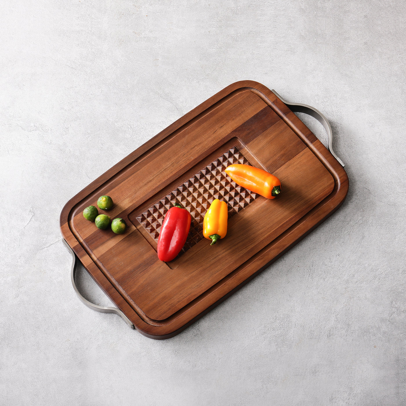 Metal Handle Cutting Board with 2 Handles