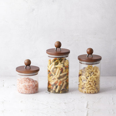 Metal Handle Glass Storage Jars with Airtight Lids