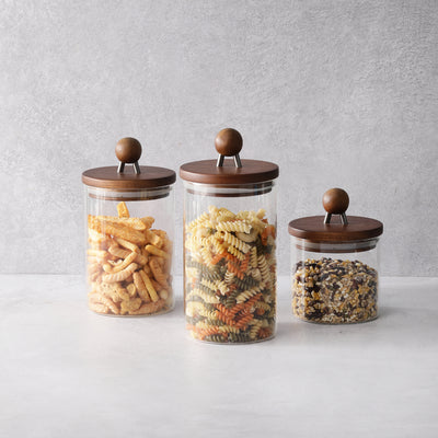 Metal Handle Glass Storage Jars with Airtight Lids