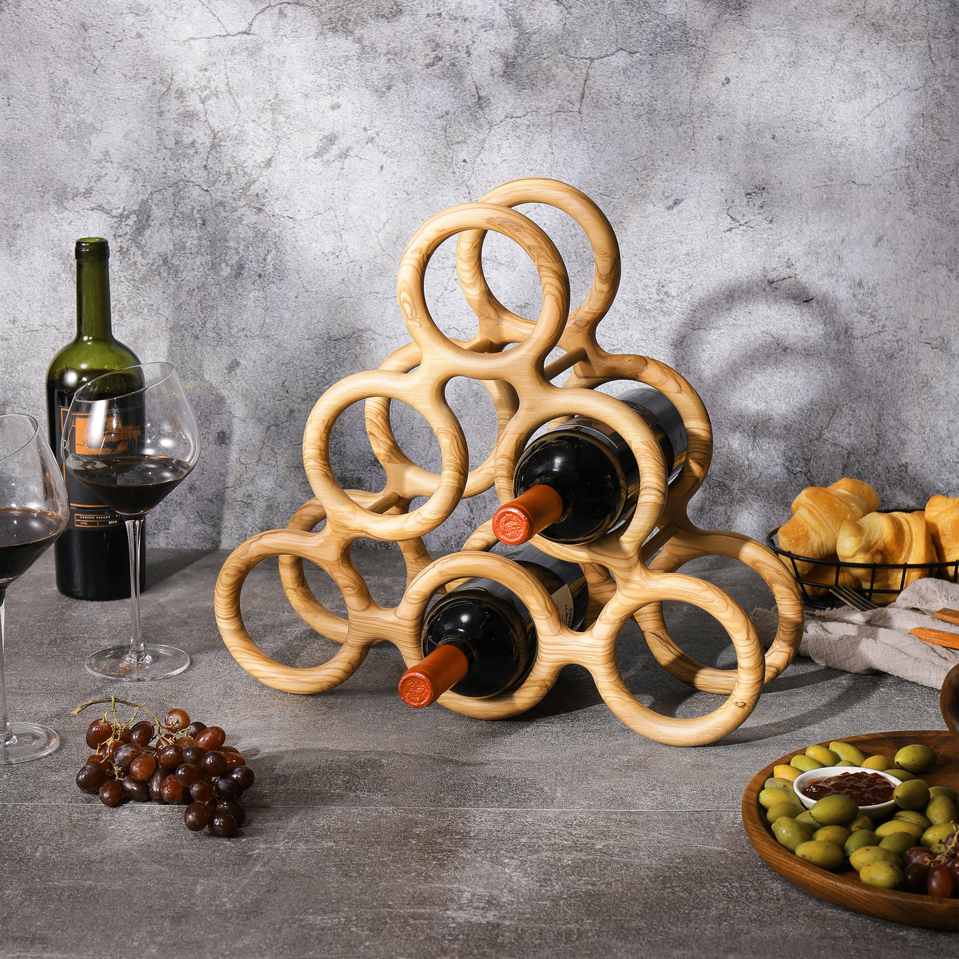 Olive wood 2024 wine rack