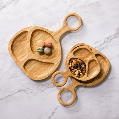 Ring Handle  3 Compartment   Snacks Tray