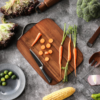 Metal Handle Round Cutting Board with  Handles