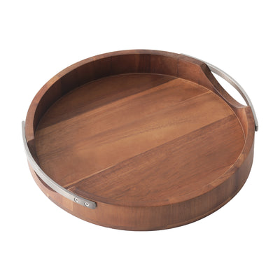 Metal Handle Round Serving Tray  with Handles