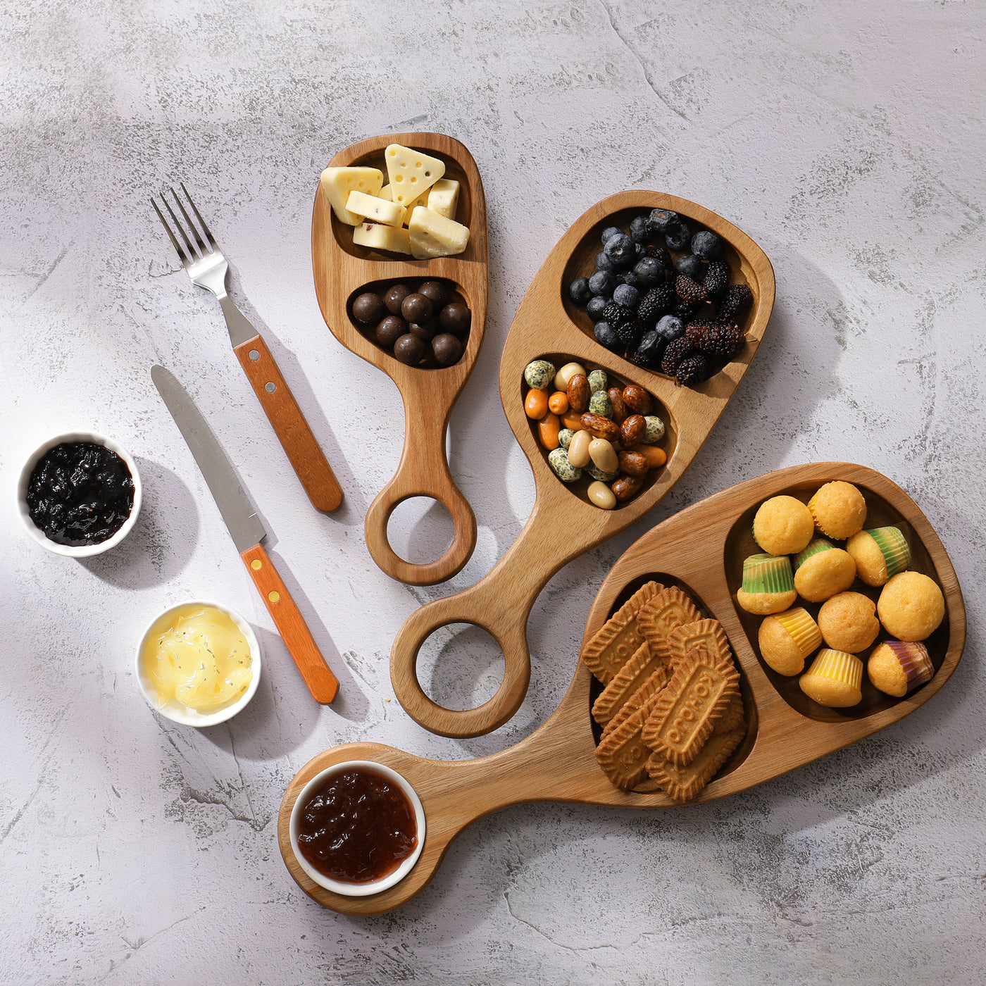 Ring Handle  2 Compartment   Snacks Tray