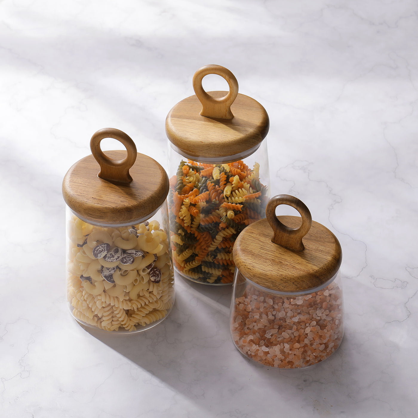 Ring Handle Glass Storage Jars with Airtight Lids