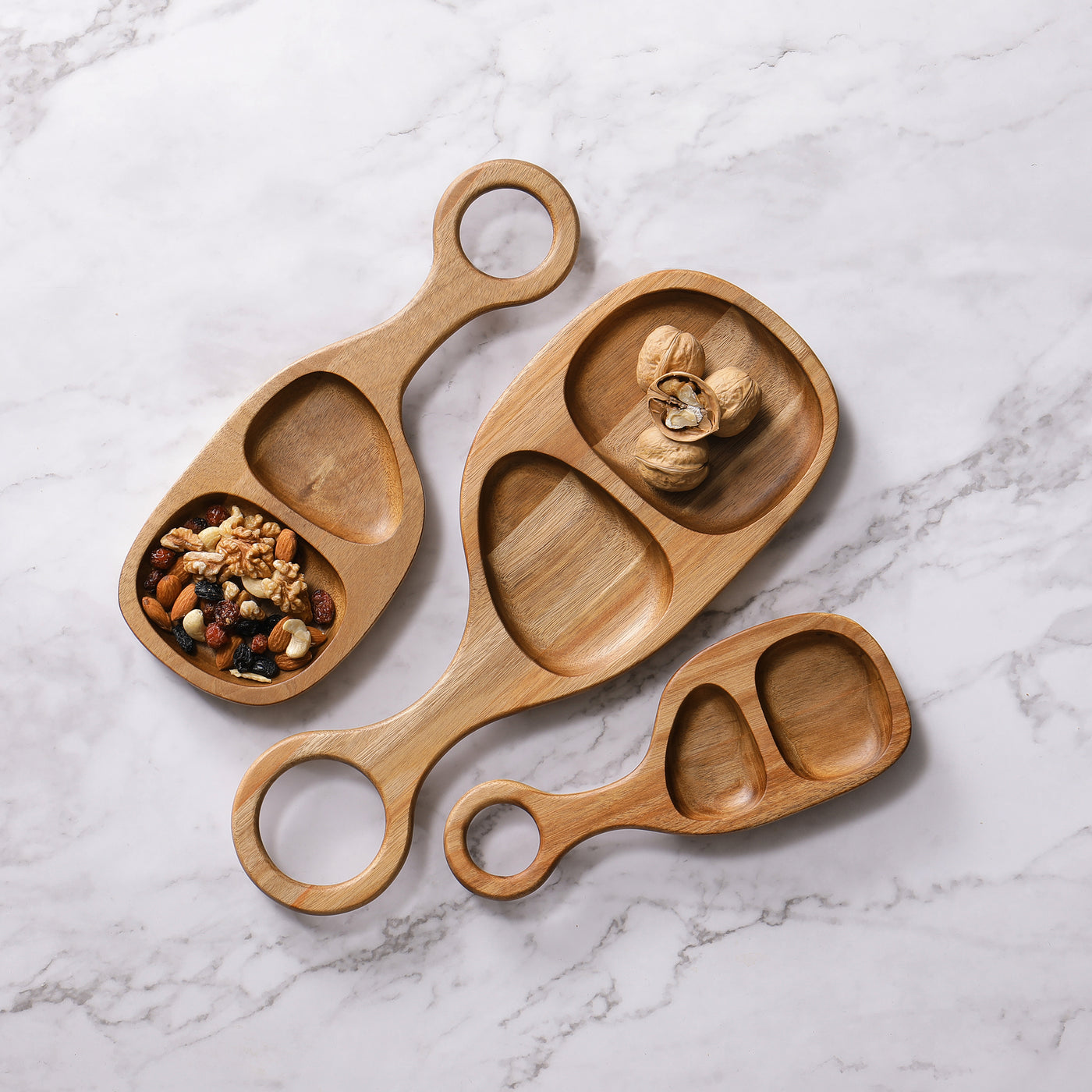 Ring Handle  2 Compartment   Snacks Tray